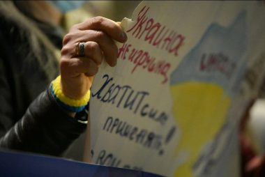 Protest against Ukraine invasion by Russia.